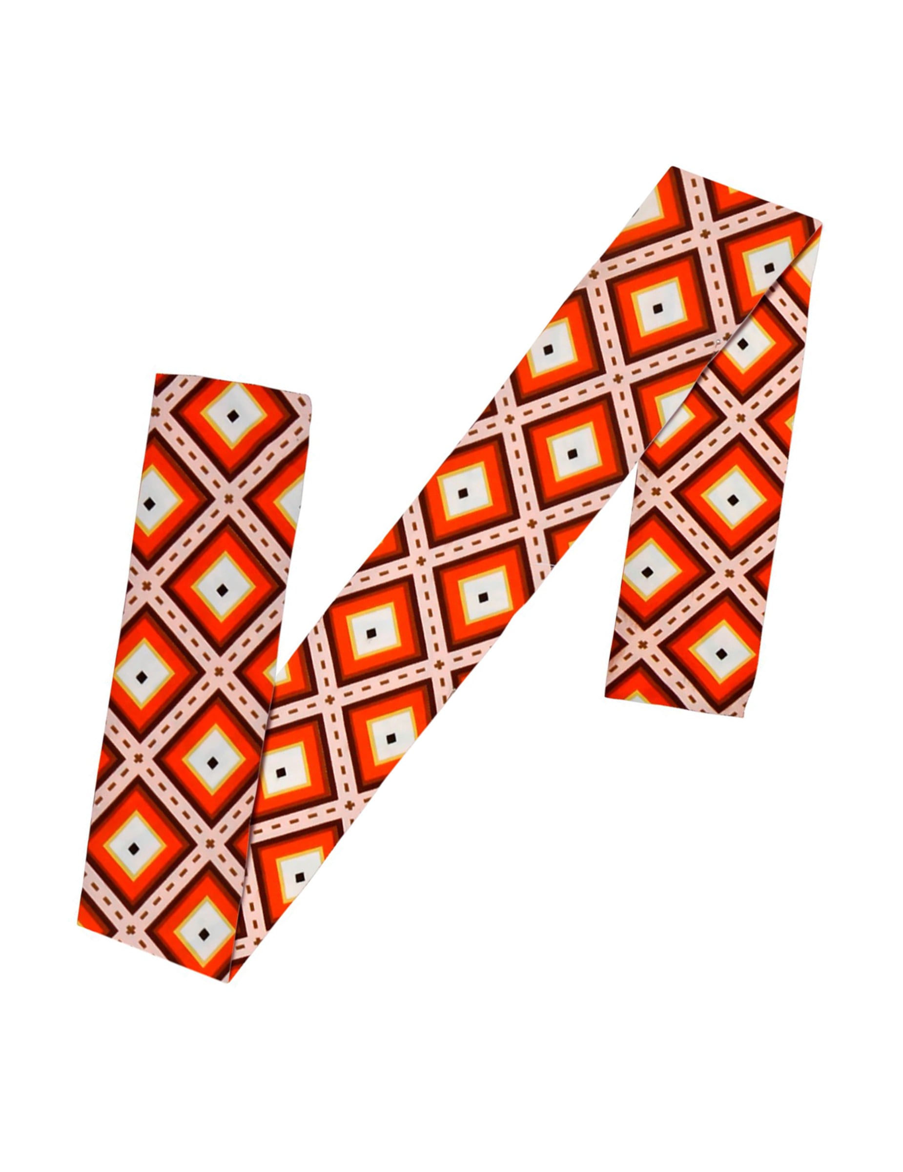 Vue de l'accessoire à plat du bandeau années 70 à motifs losanges