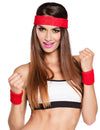 Bandeau et poignets 80's pour adulte rouges