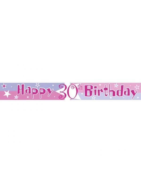 Muovinen Happy Birthday -banneri synttärit vaaleanpunainen ja sininen 30 vuotta
