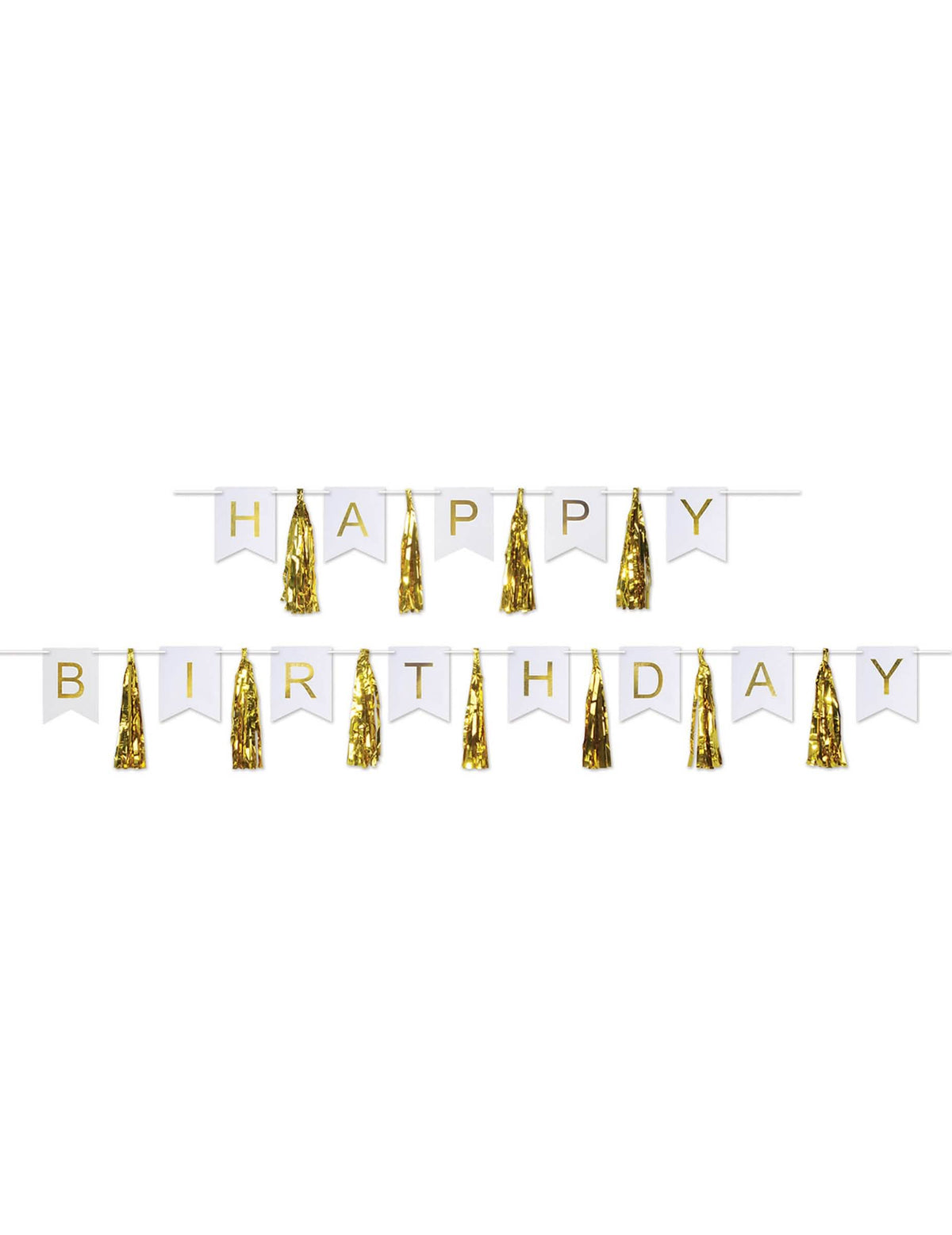Tupsukoriste Happy Birthday synttäreille kultaisena ja valkoisena kartongista
