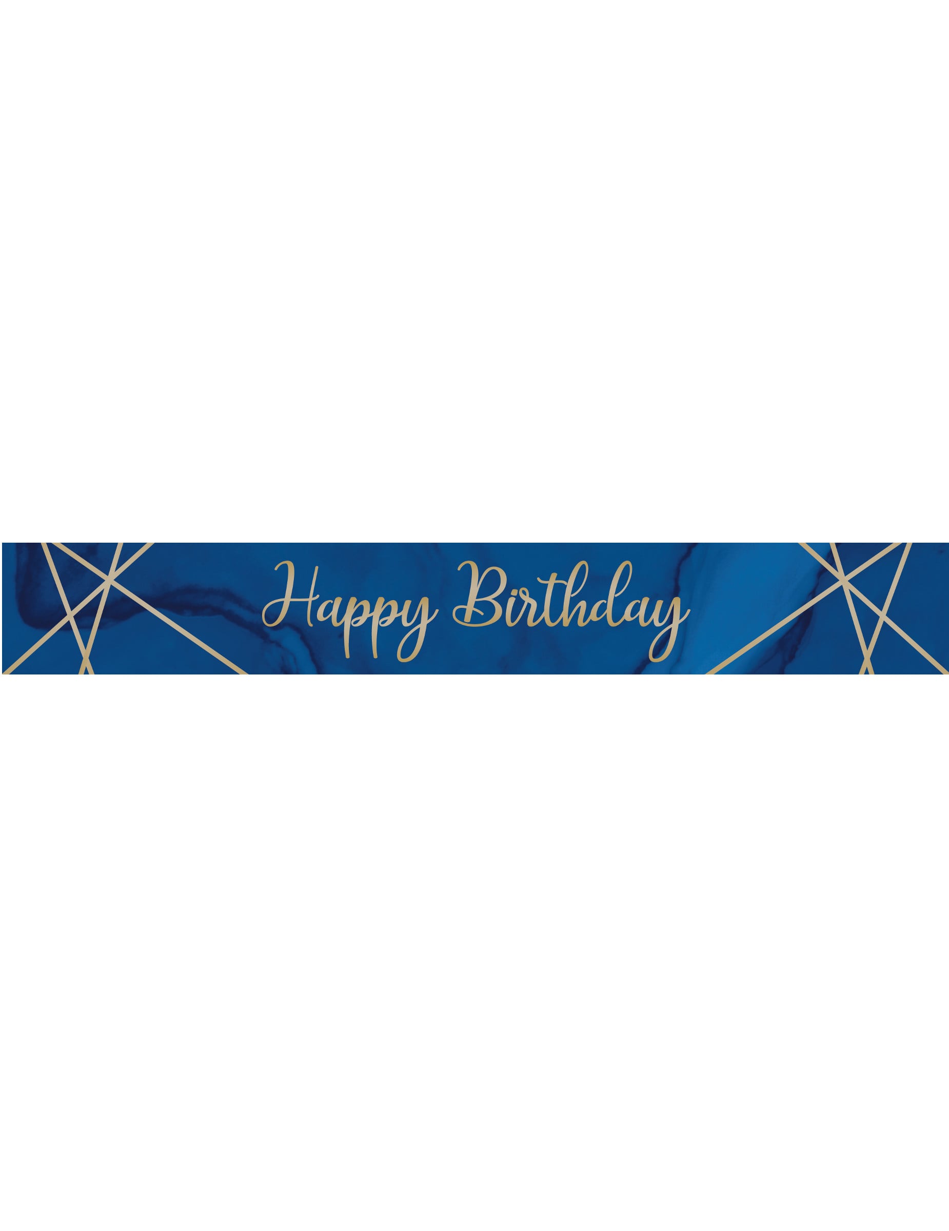 Bannière en plastique Happy Birthday pour fête marbre bleue et dorée