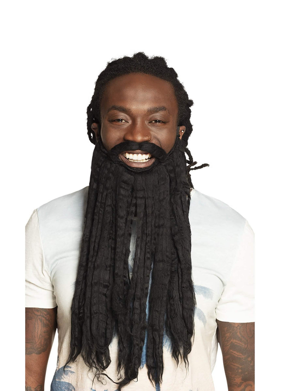 Barbe rastaman pour adulte noire avec longues dreadlocks