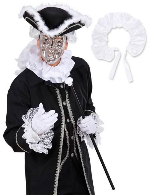 Barokkityylinen satiinikauluri aikuiset valkoinen