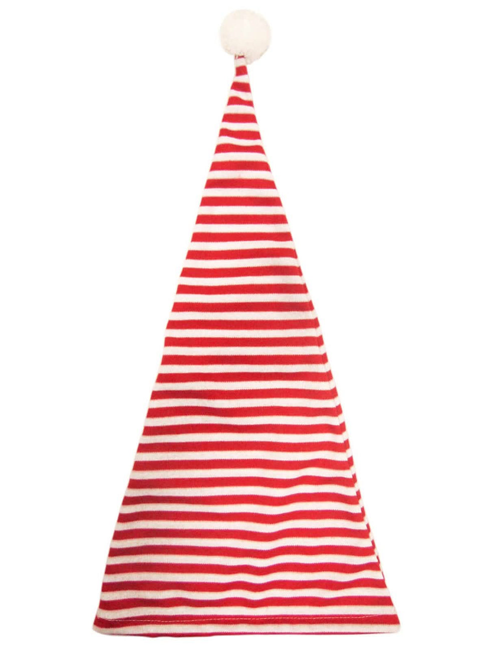 Bonnet de nuit rayé avec pompon pour adulte rouge et blanc
