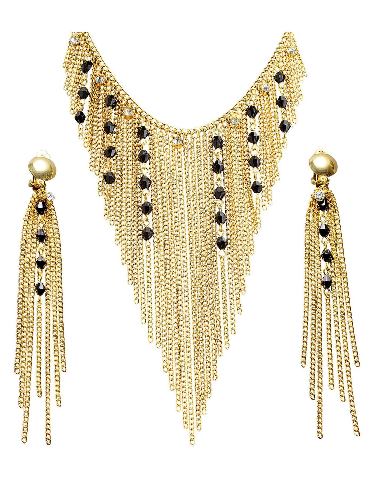 Bijoux reine du Nil pour femme dorés avec perles noires