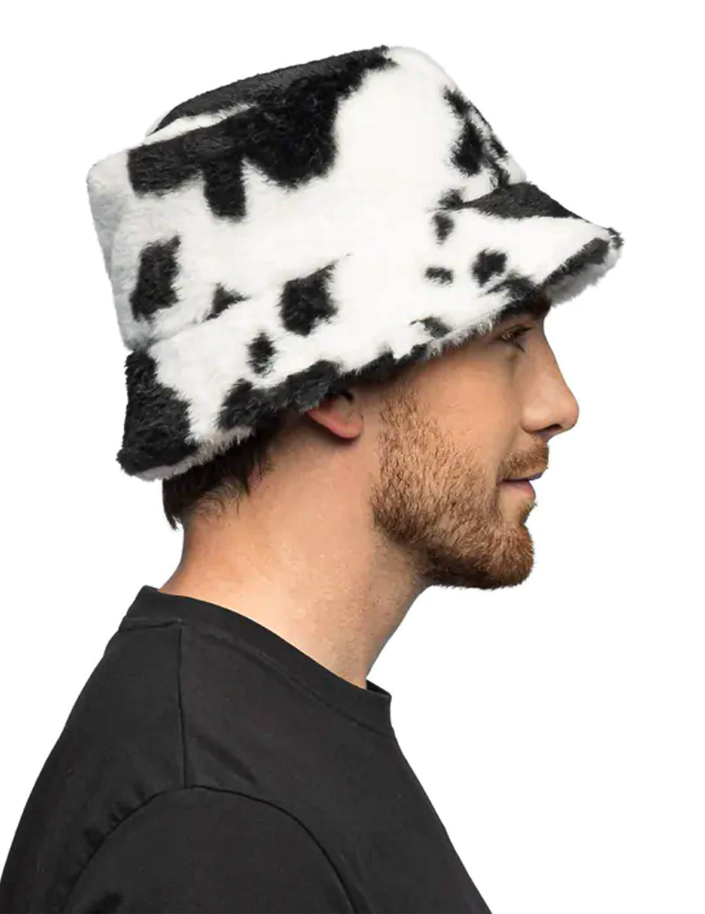 Détail de la texture du bob en peluche vache