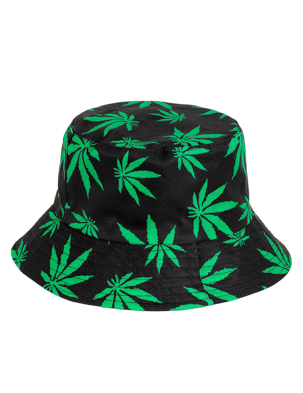 Vue de face du bob feuille rasta pour adulte