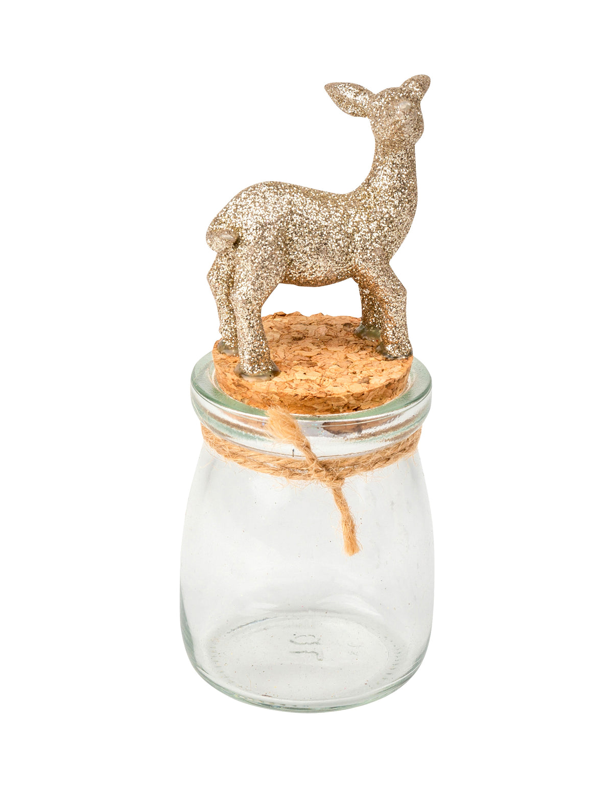 Bocal en verre faon à paillettes pour déco de Noël doré avec bouchon liège