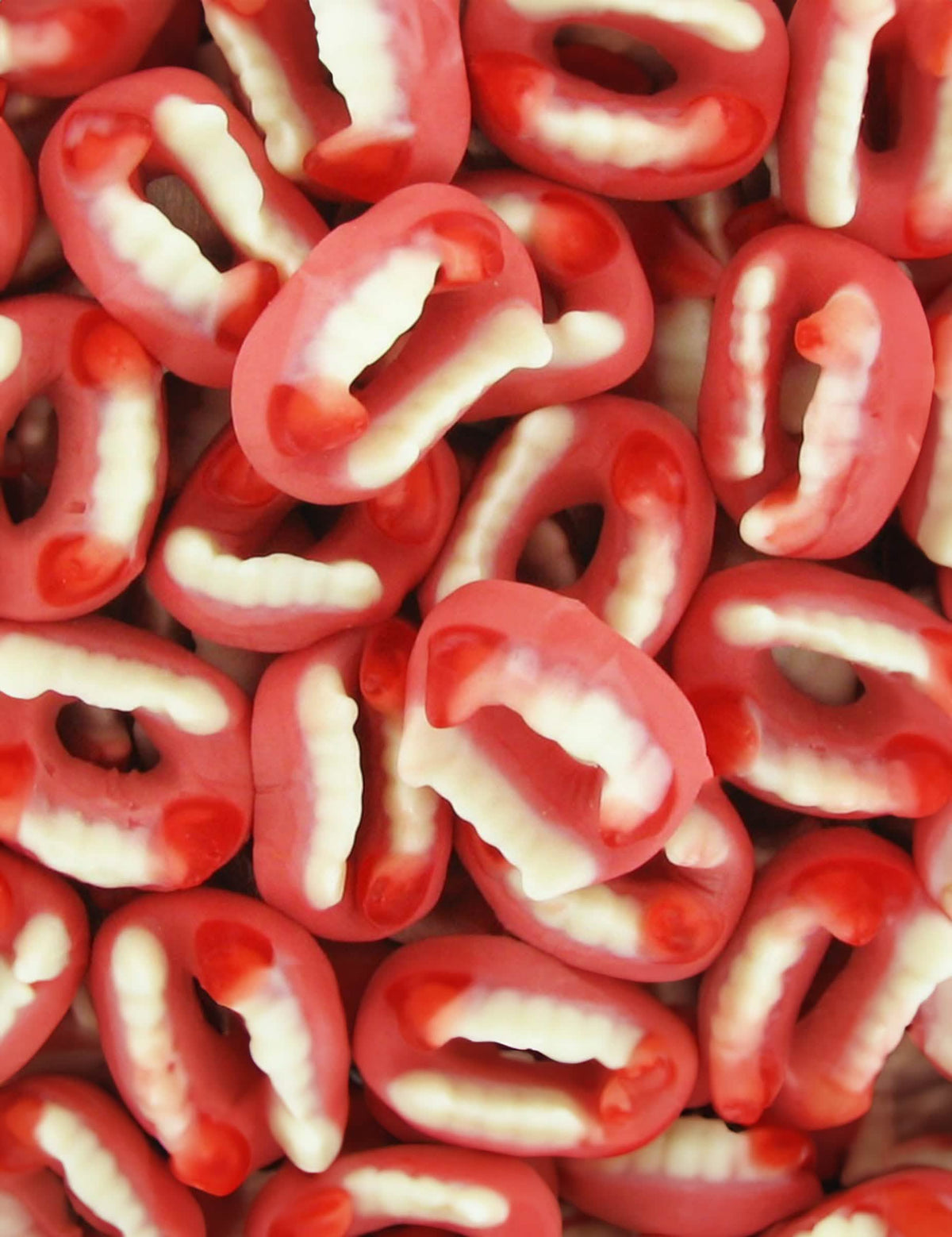 Bonbons dentiers vampire pour Halloween rouges et blancs