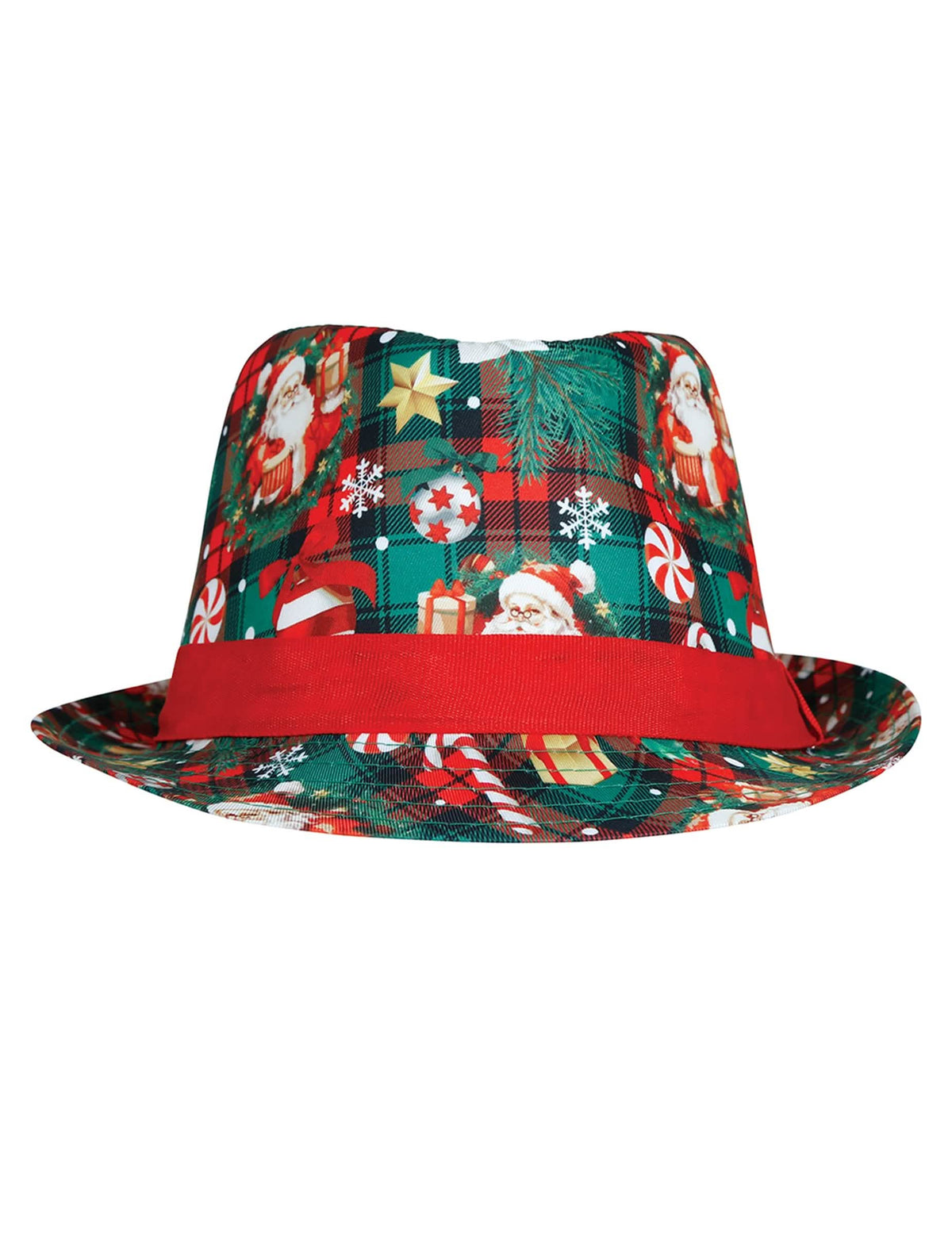 Vue de dos du Borsalino tartan et motifs de Noël