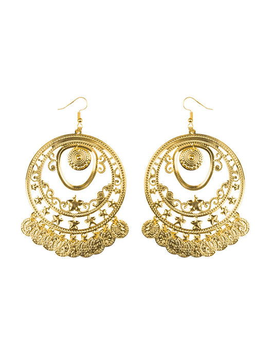 Vue de face de la paire de boucles d'oreilles danseuse orientale