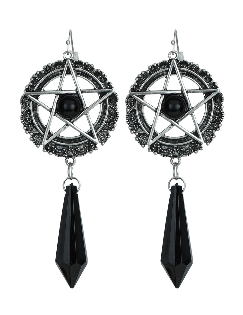 Vue de face des boucles d'oreilles étoiles sataniques