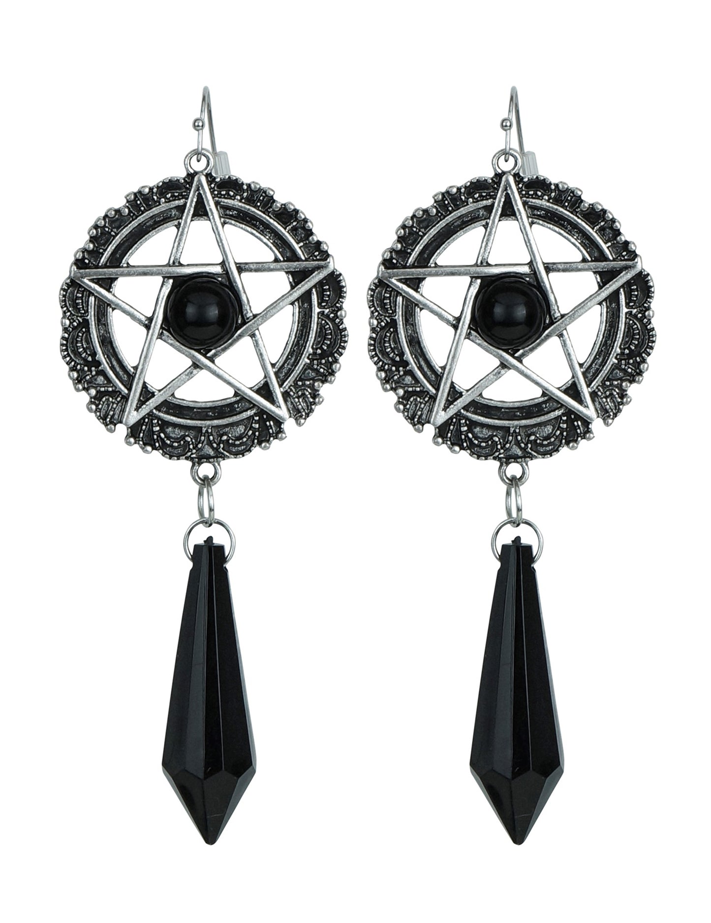 Vue de face des boucles d'oreilles étoiles sataniques