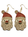 Boucles d'oreilles Père Noël pour adulte à paillettes rouges et dorées
