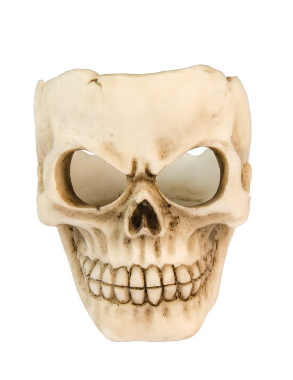 Bougeoir tête de mort souriante pour décoration beige aspect os