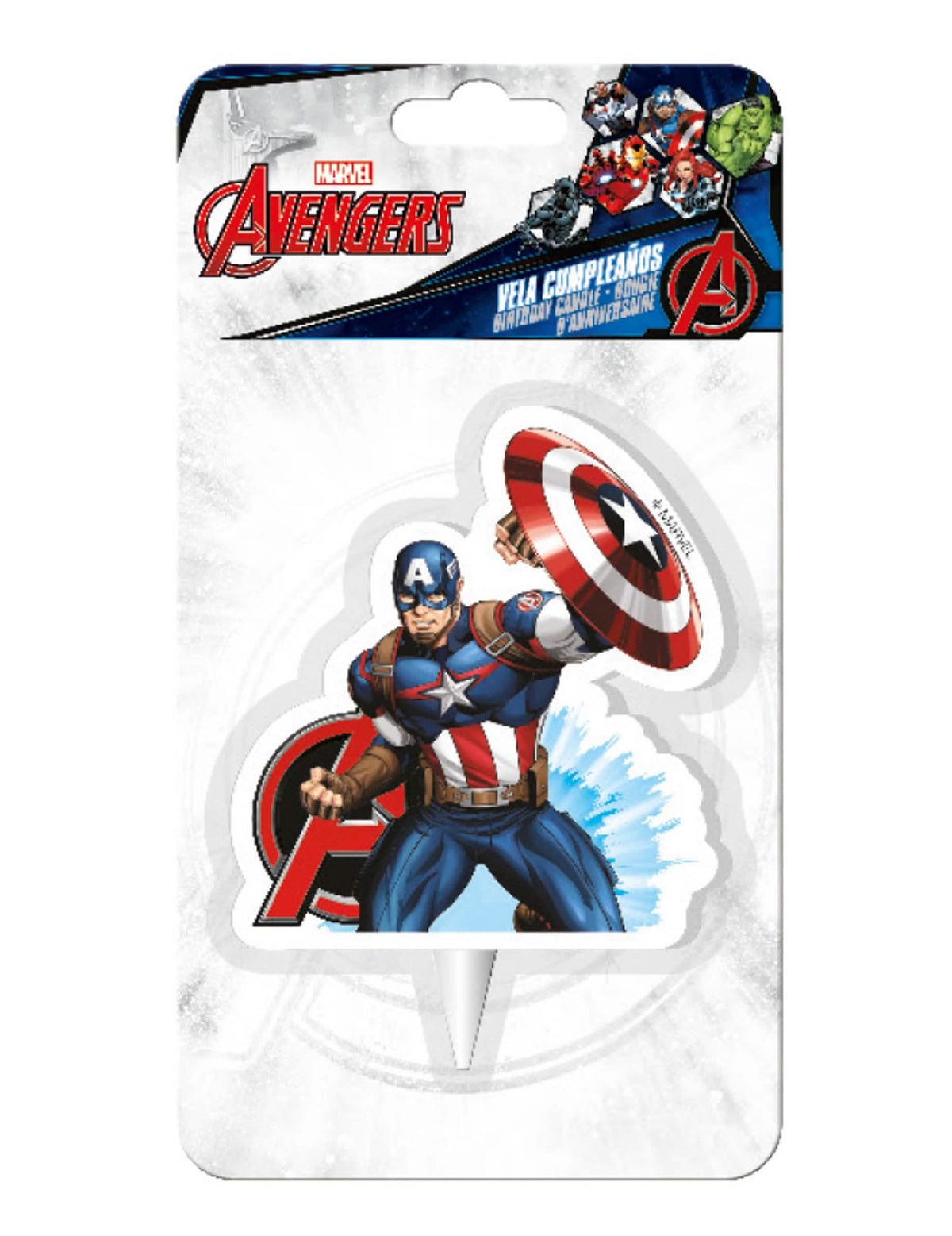 Pakkauksen näkymä Captain America -synttärituikusta