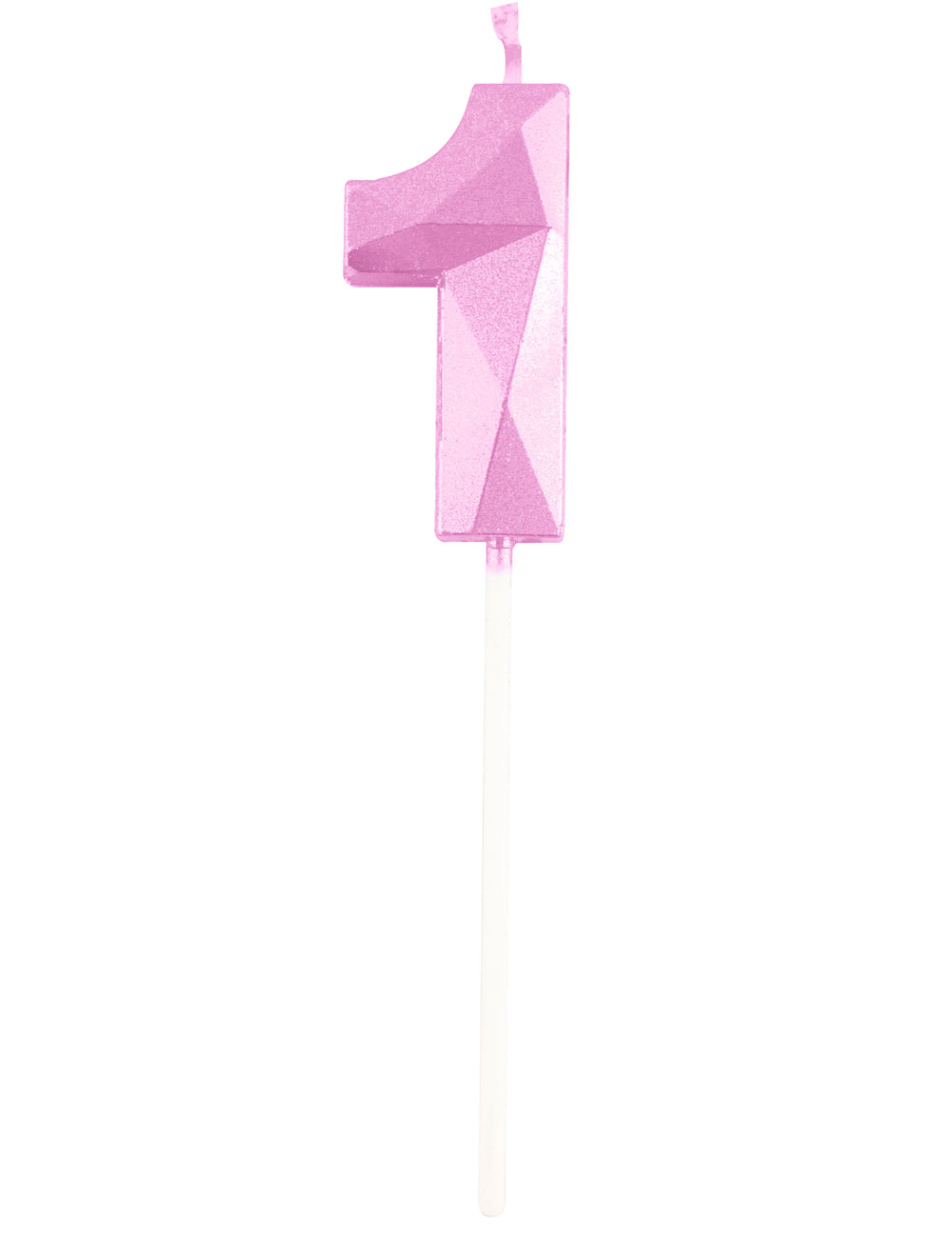 Détail du chiffre 1 de la bougie chiffre pour anniversaire rose pastel effet diamant