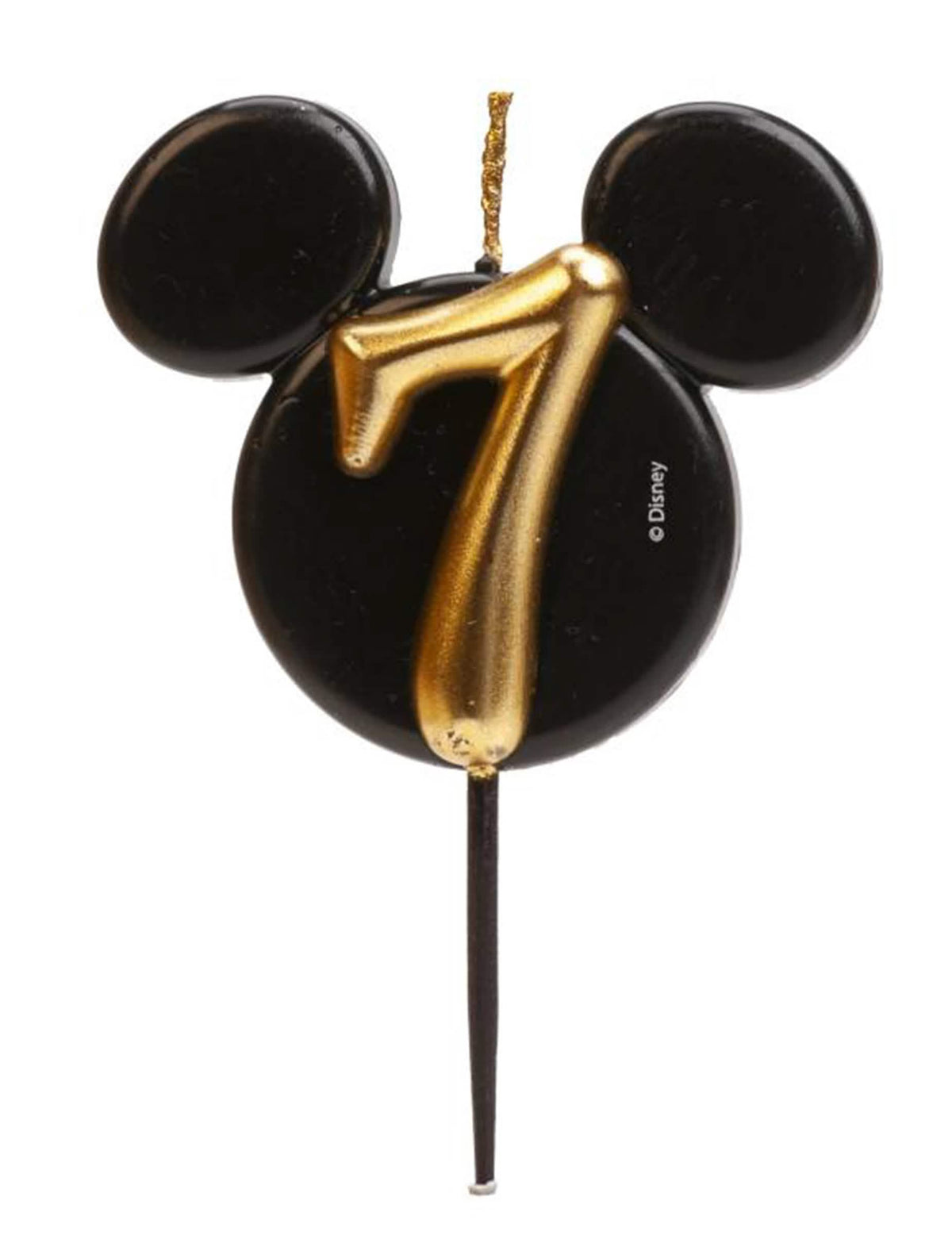 Vue du chiffre 7 doré de la bougie chiffre Mickey Mouse