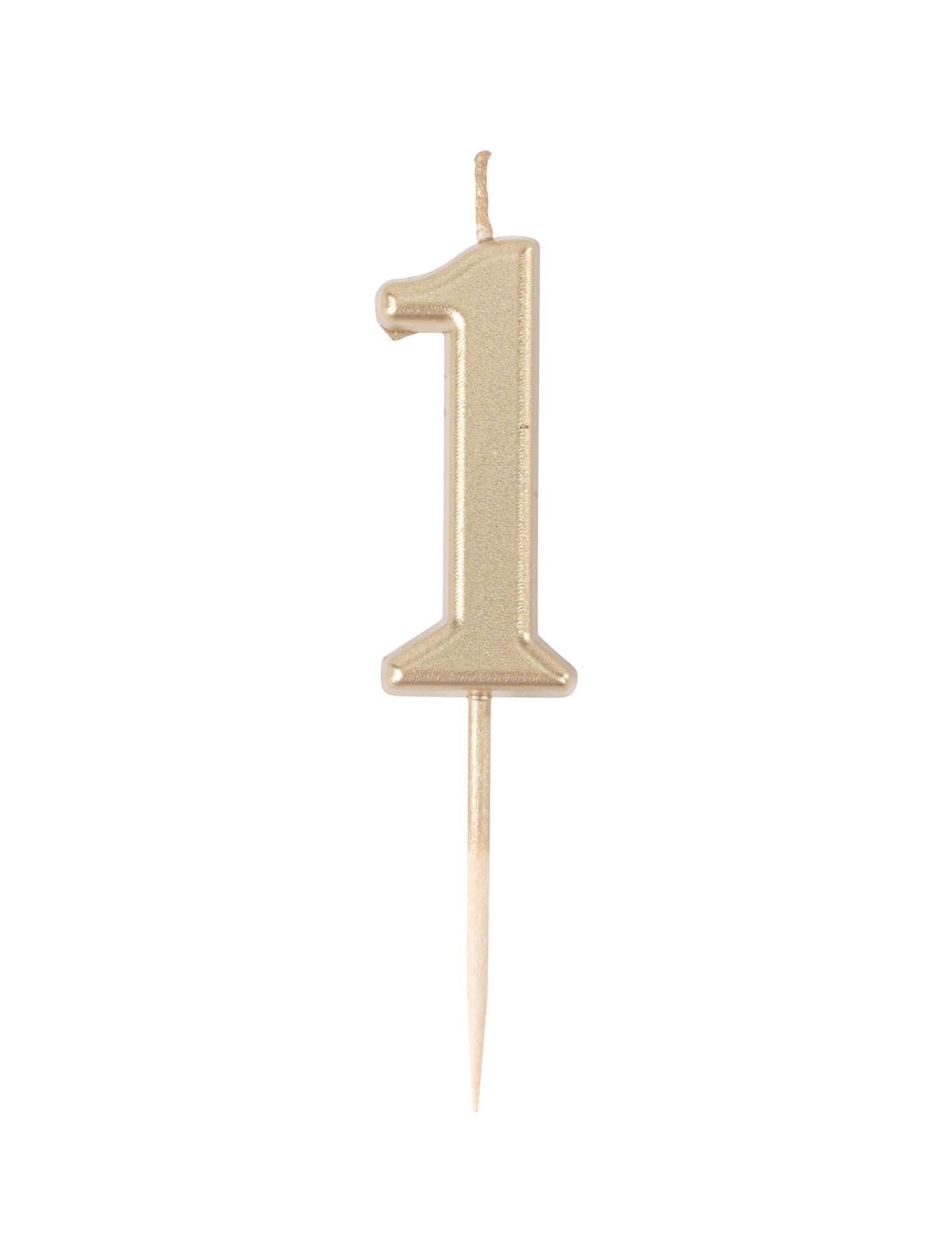 Syntymäpäiväkynttilä numero 1 metallinen kulta 4,3 cm tikulla