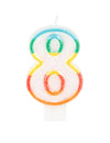 Bougie d'anniversaire chiffre 8 pour fête multicolore pailletée