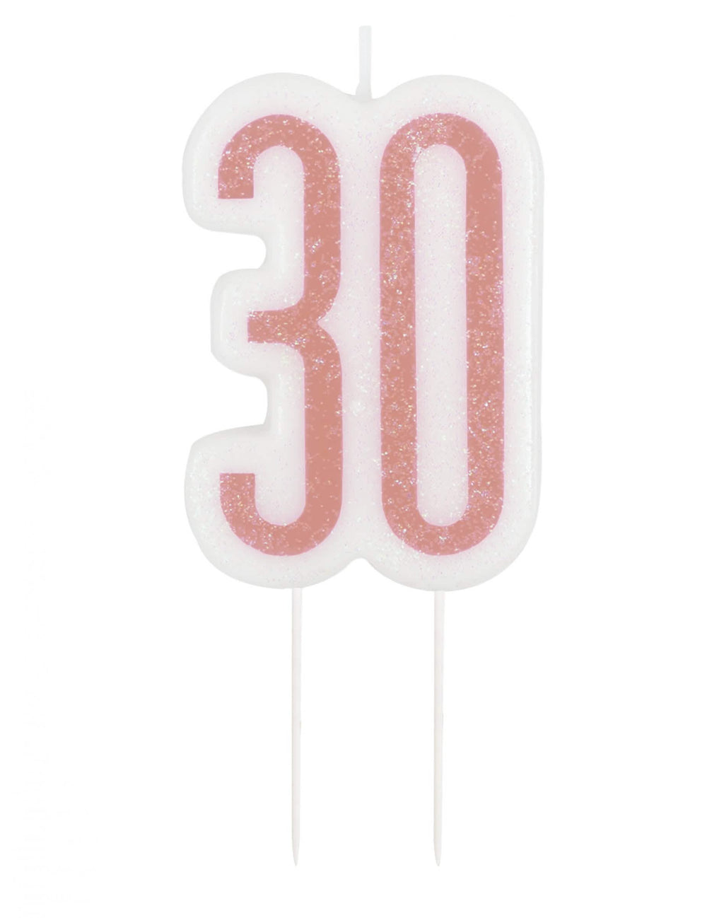Bougie d'anniversaire sur pic 30 ans rose pailleté