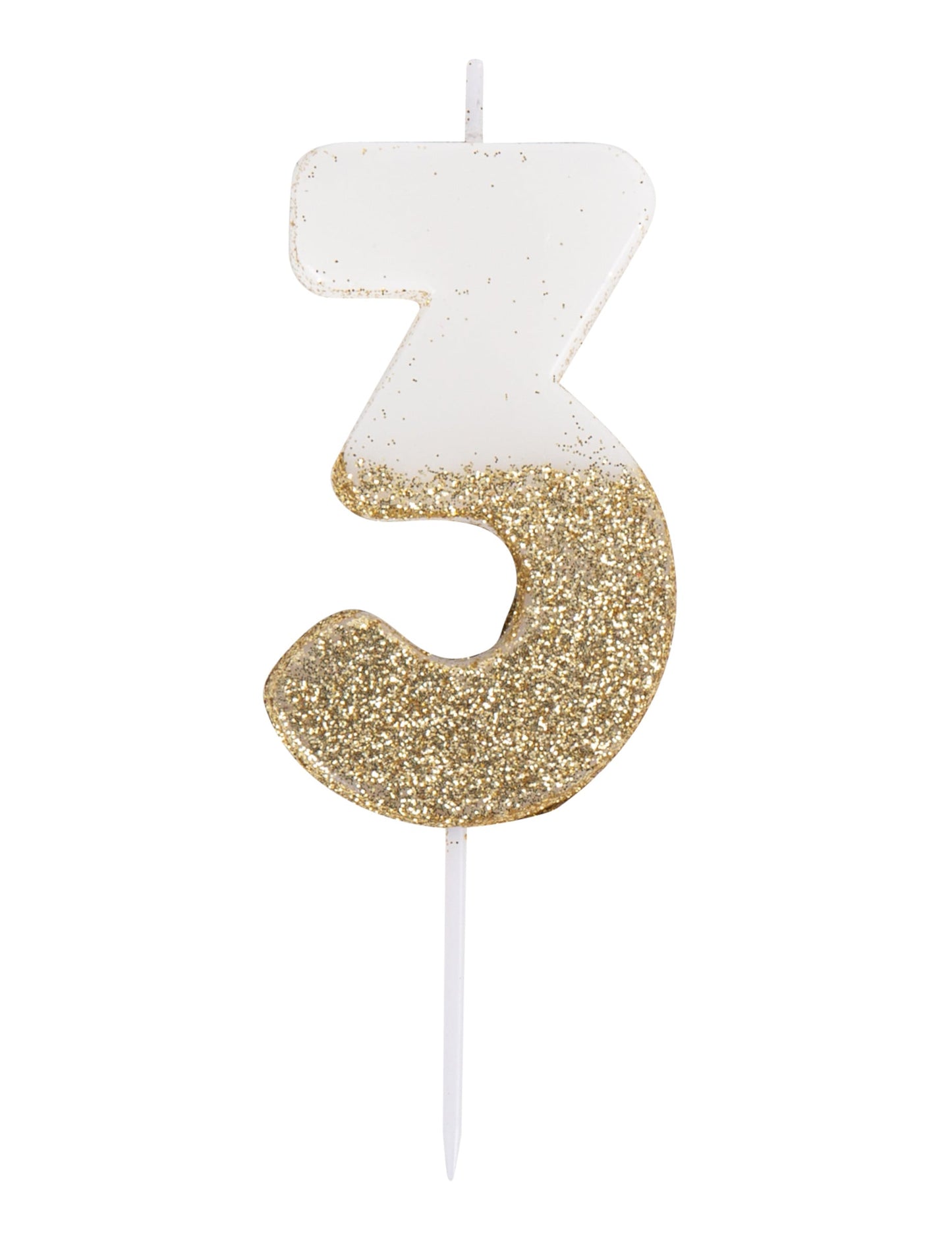 Détail du chiffre 3 de la bougie sur pique chiffre pour anniversaire