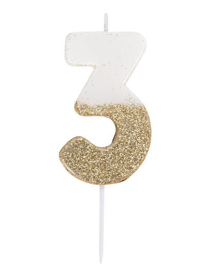 Détail du chiffre 3 de la bougie sur pique chiffre pour anniversaire