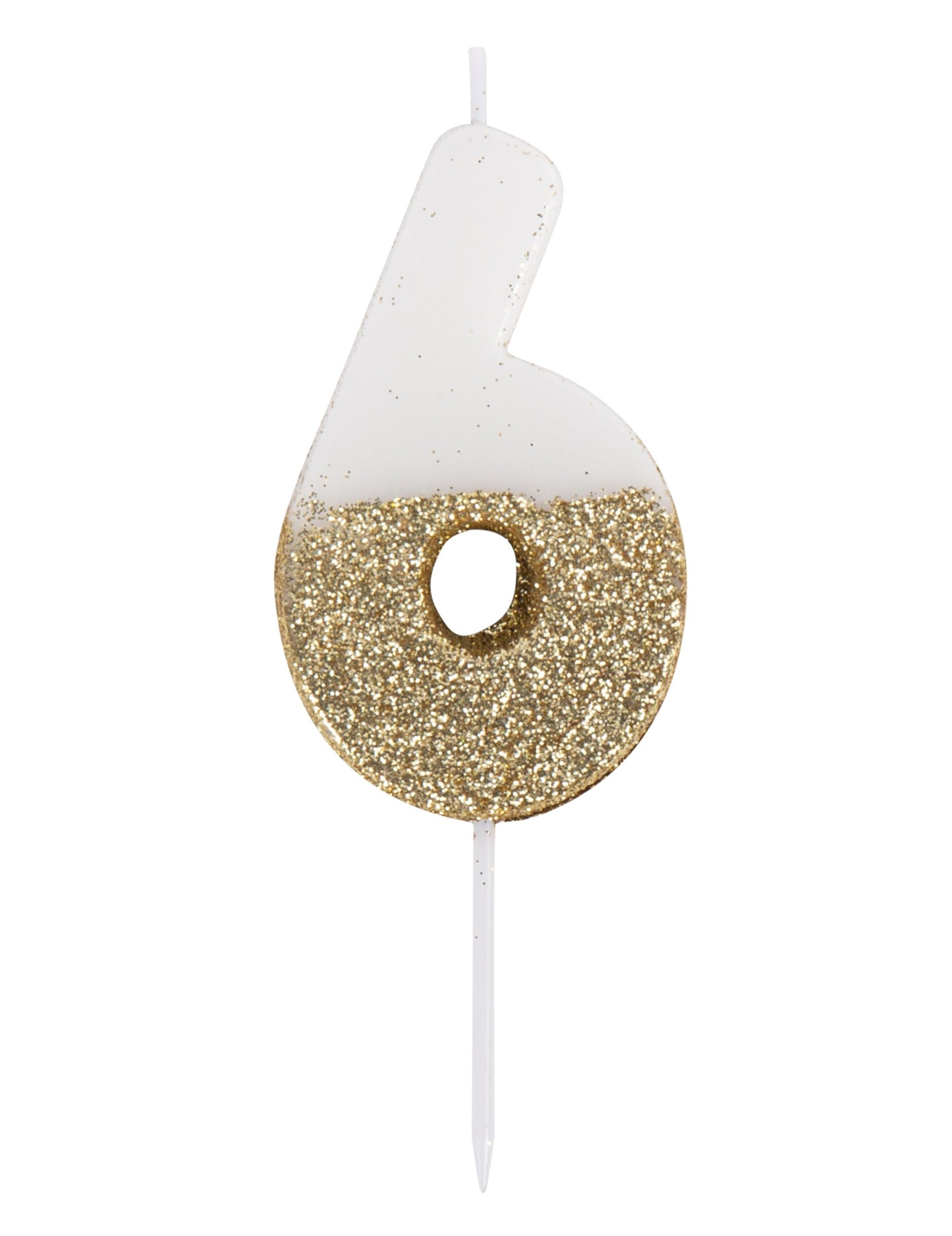 Détail du chiffre 6 de la bougie sur pique chiffre pour anniversaire