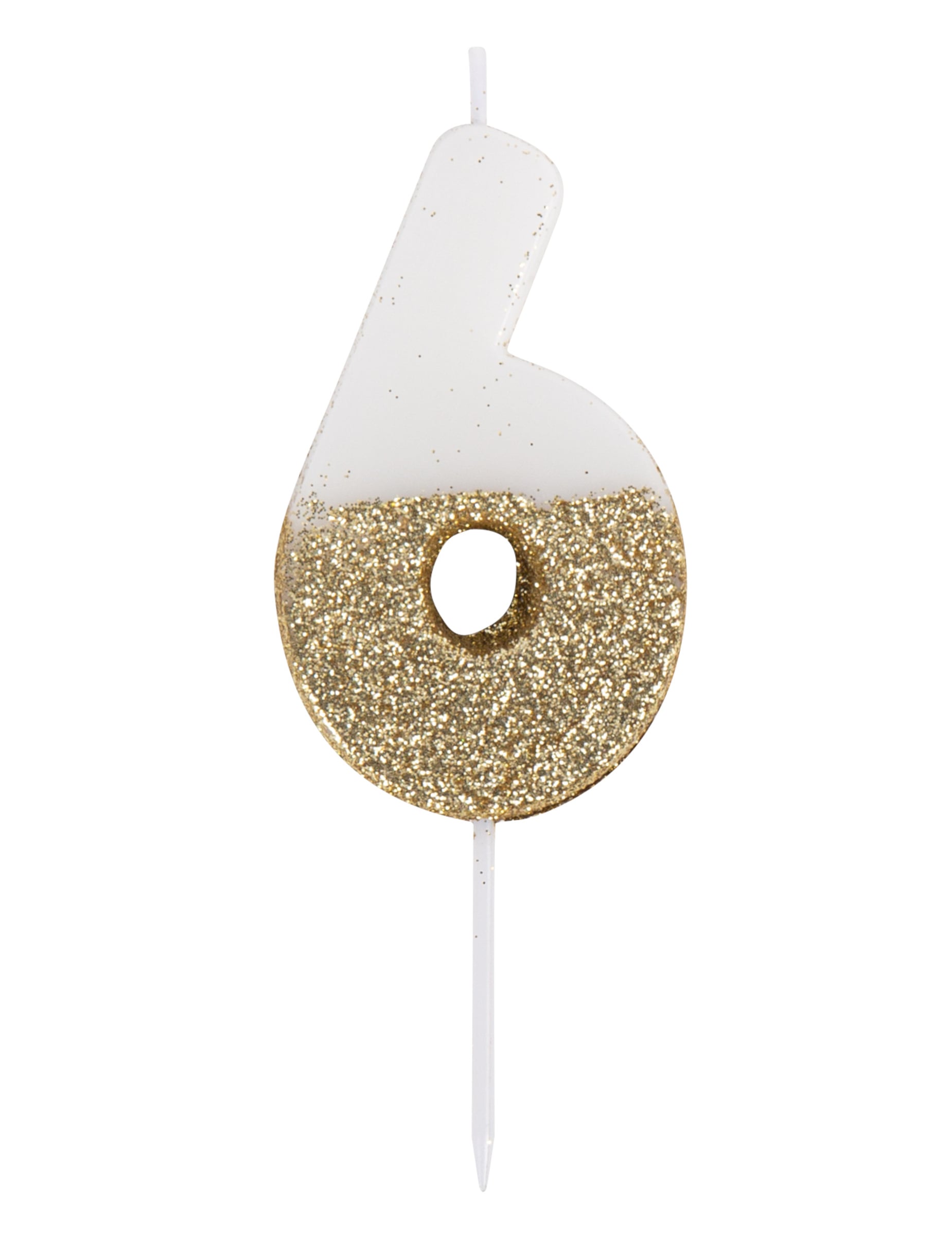 Détail du chiffre 6 de la bougie sur pique chiffre pour anniversaire