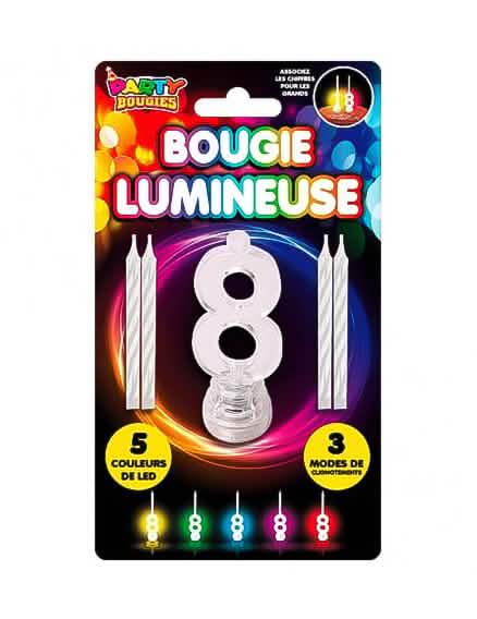 LED-valokynttilä numero 8 synttärit monivärinen 5 vaihtuvalla värillä