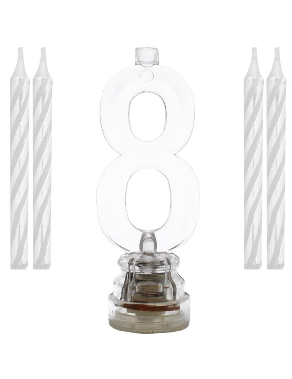 LED-kynttilän numero 8 pakkauksen sisältö
