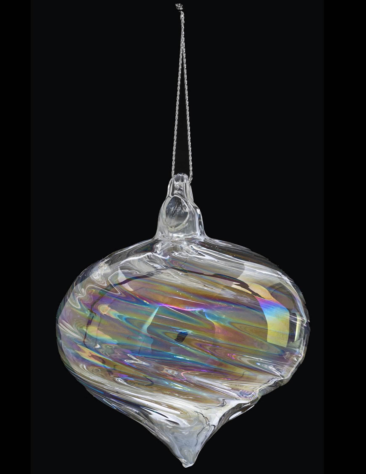 Boule de noël en verre goutte pour décoration de fête iridescente