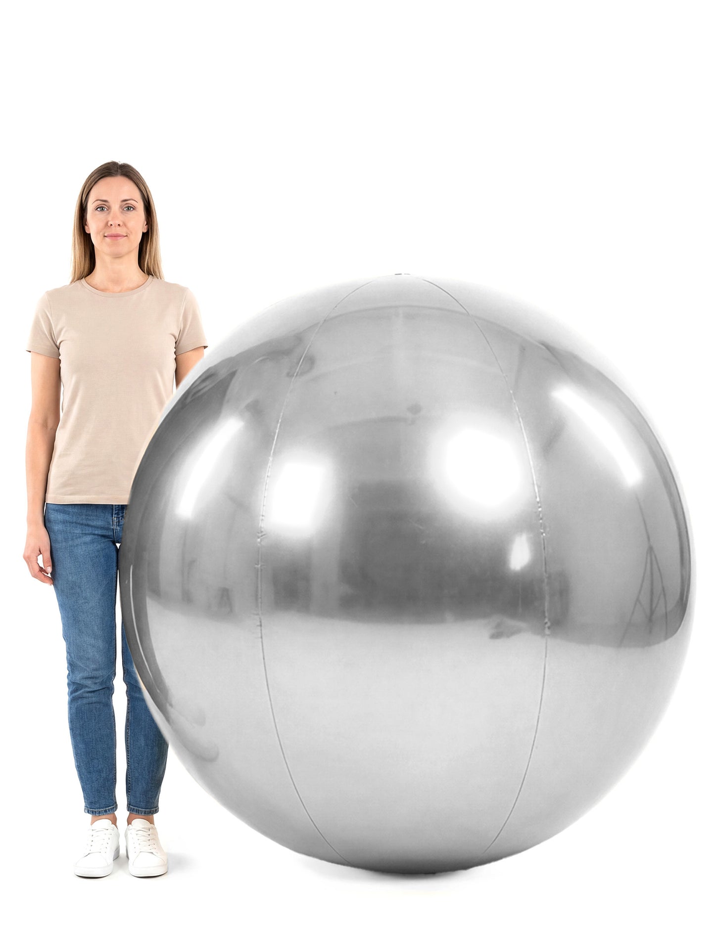 Ballon géant boule miroir argentée 120 cm