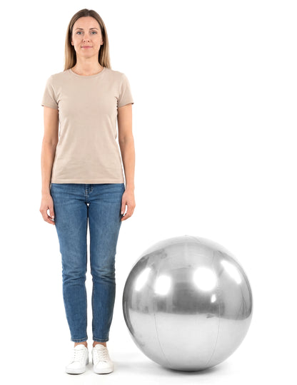 Ballon géant boule miroir argentée 60 cm