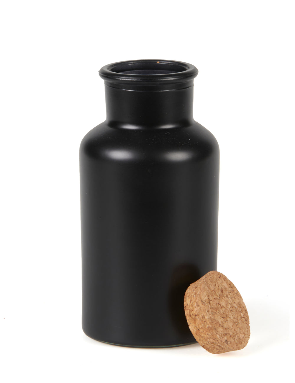 Bouteille apothicaire pour décoration noire mat avec bouchon liège