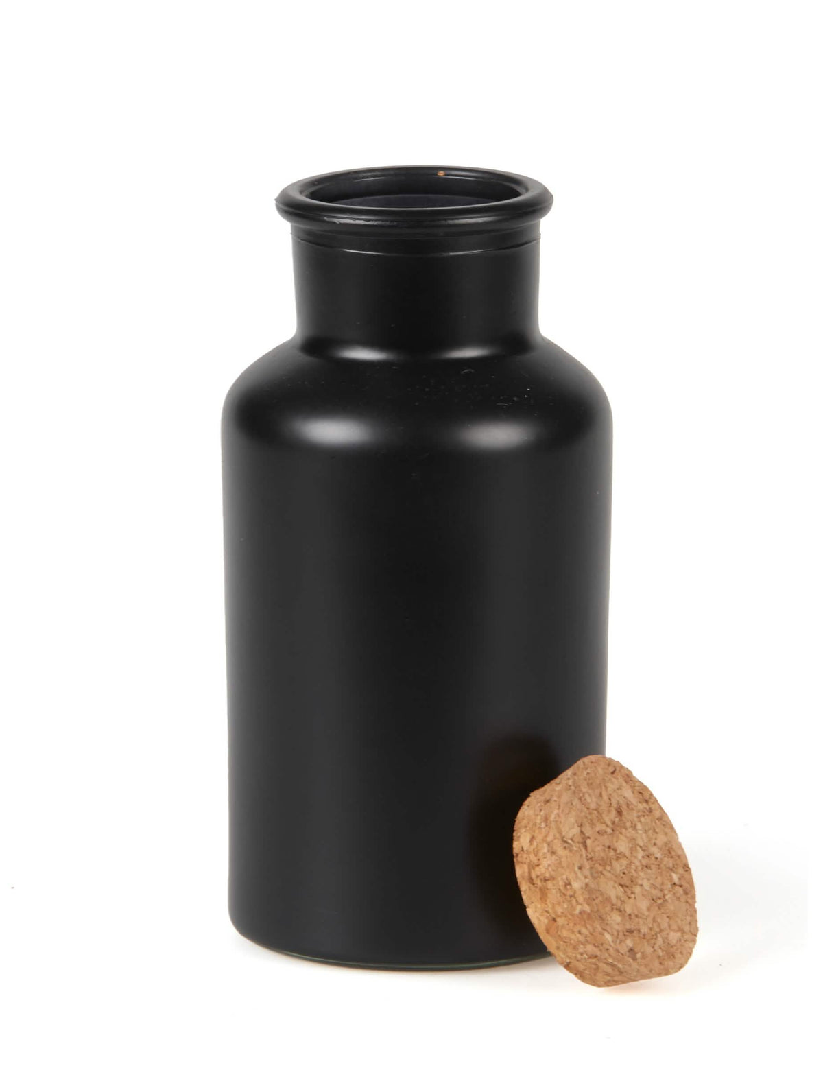 Bouteille apothicaire pour décoration noire mat avec bouchon liège