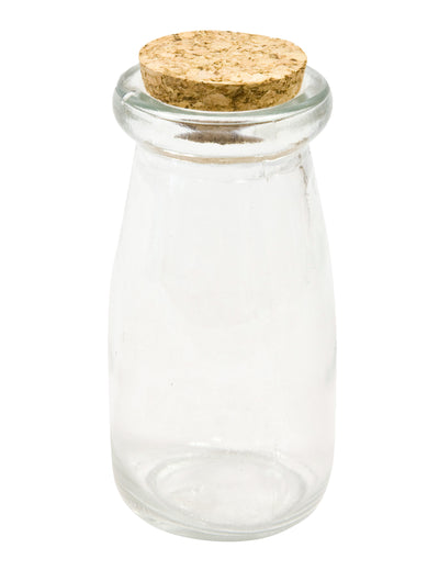 Bouteille en verre avec bouchon en liège pour candy bar transparente