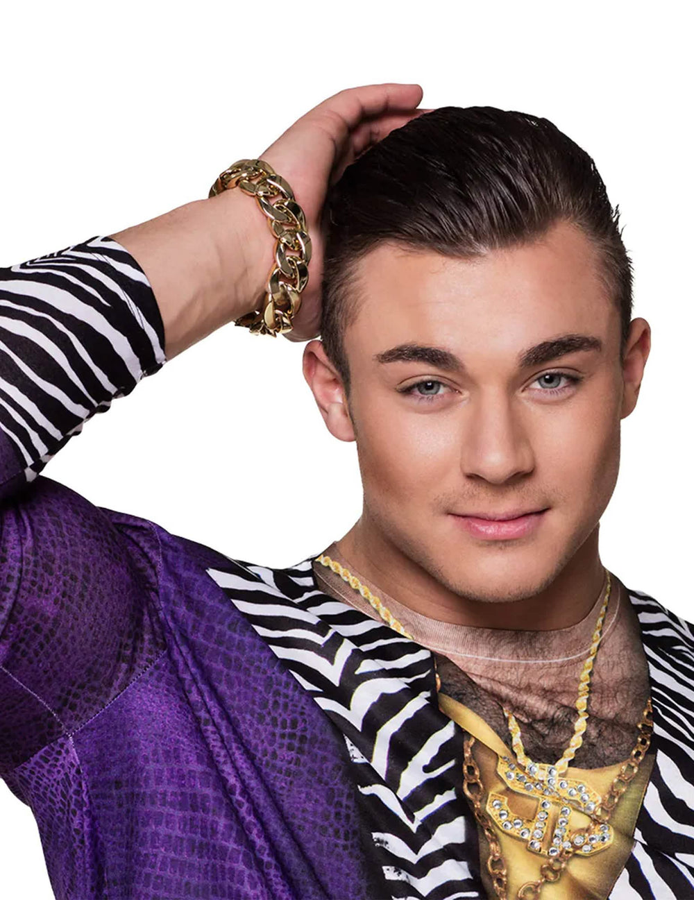 Aikuisten kulta bling bling -rannekoru, jossa on isot lenkit