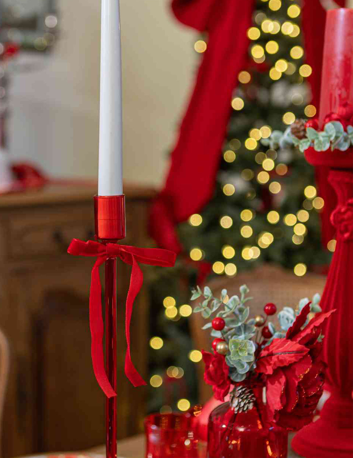 Elegance-koristeoksa samettia punainen, vihreä ja kulta 18,5 cm