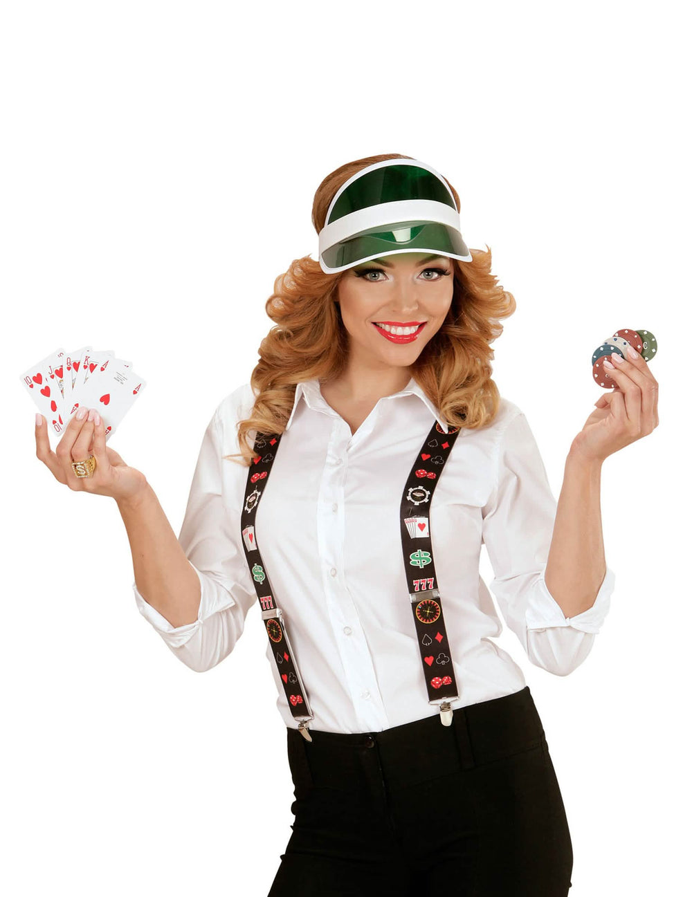 Yleiskuva aikuiset pokerinpelaajan henkselit asusteet kanssa