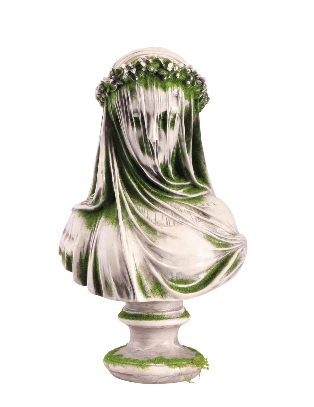 Buste de femme fantôme pour décoration en résine blanc avec mousse verte