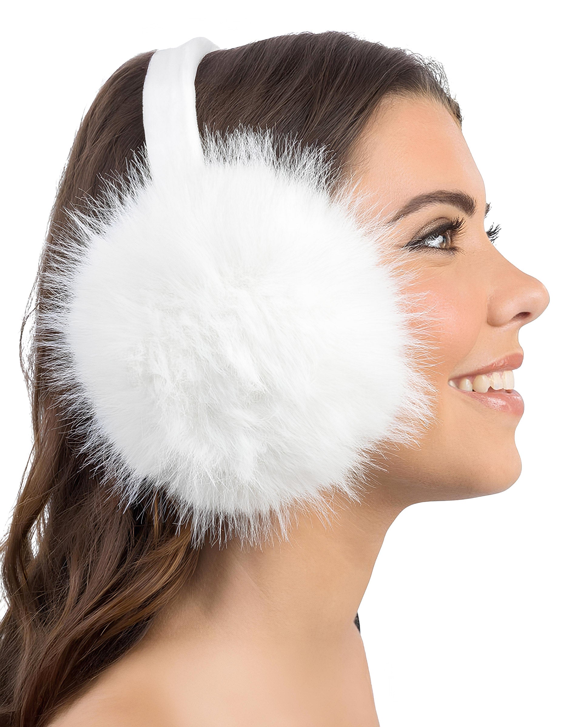 Cache-oreille fausse fourrure pour femme blanc