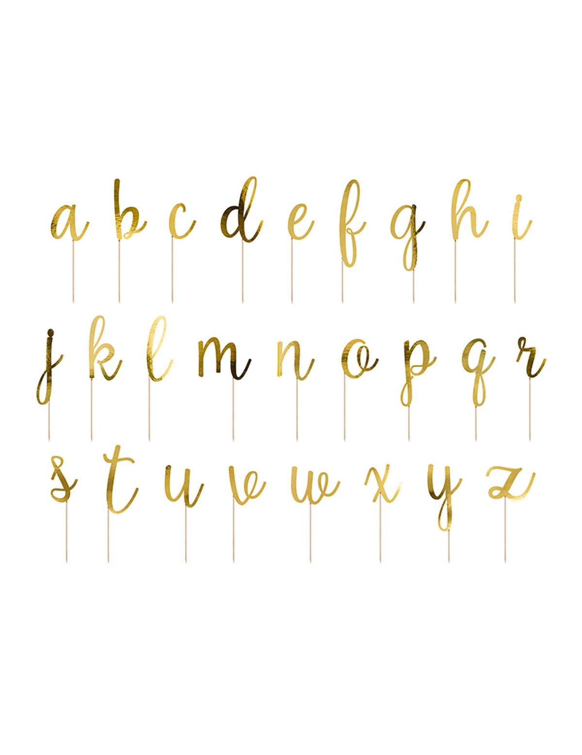 Mise en situation du kit cake toppers en bois lettres pour gâteau dorées métallisées