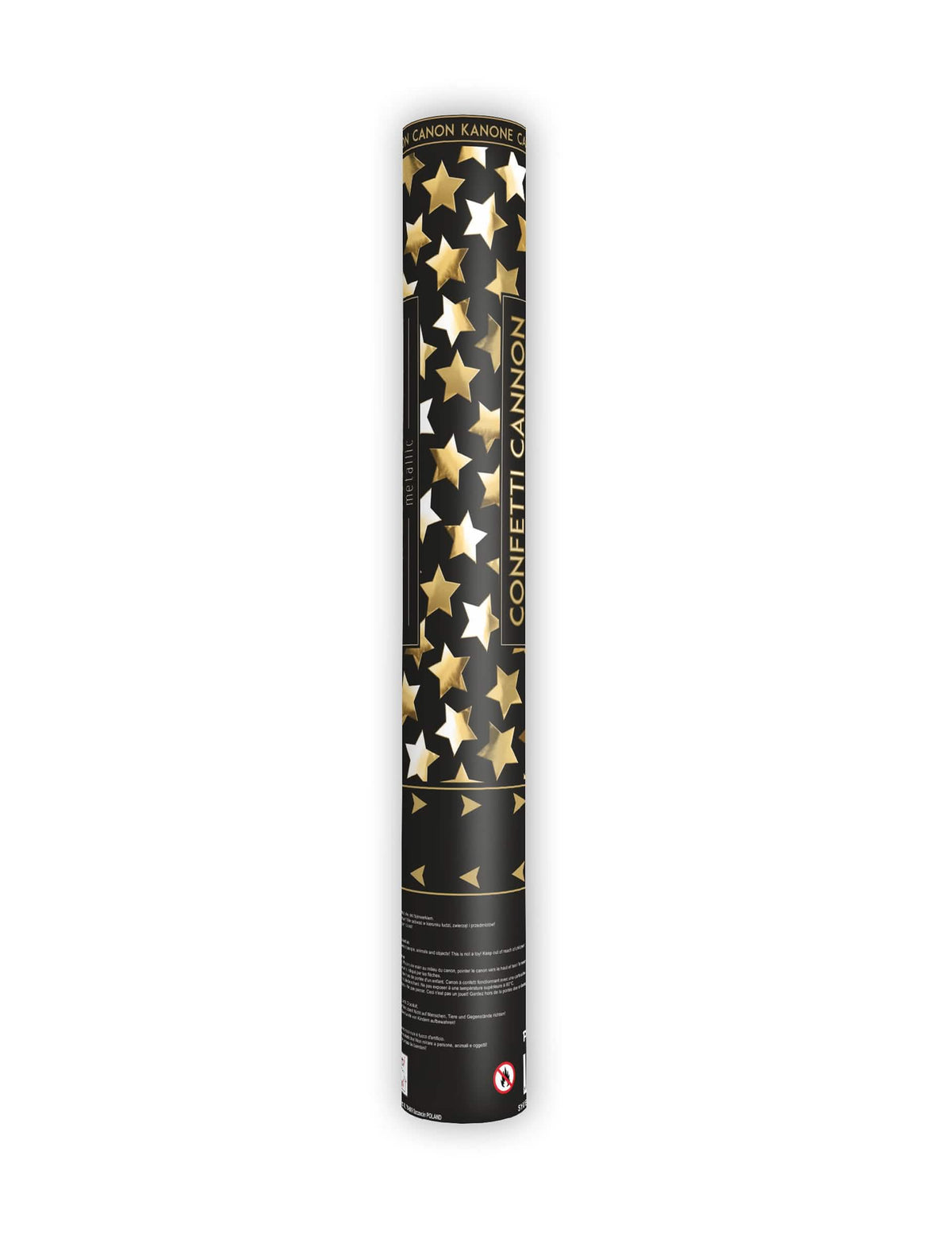 Vue d'ensemble du tube du canon à confettis étoiles métallisées dorées