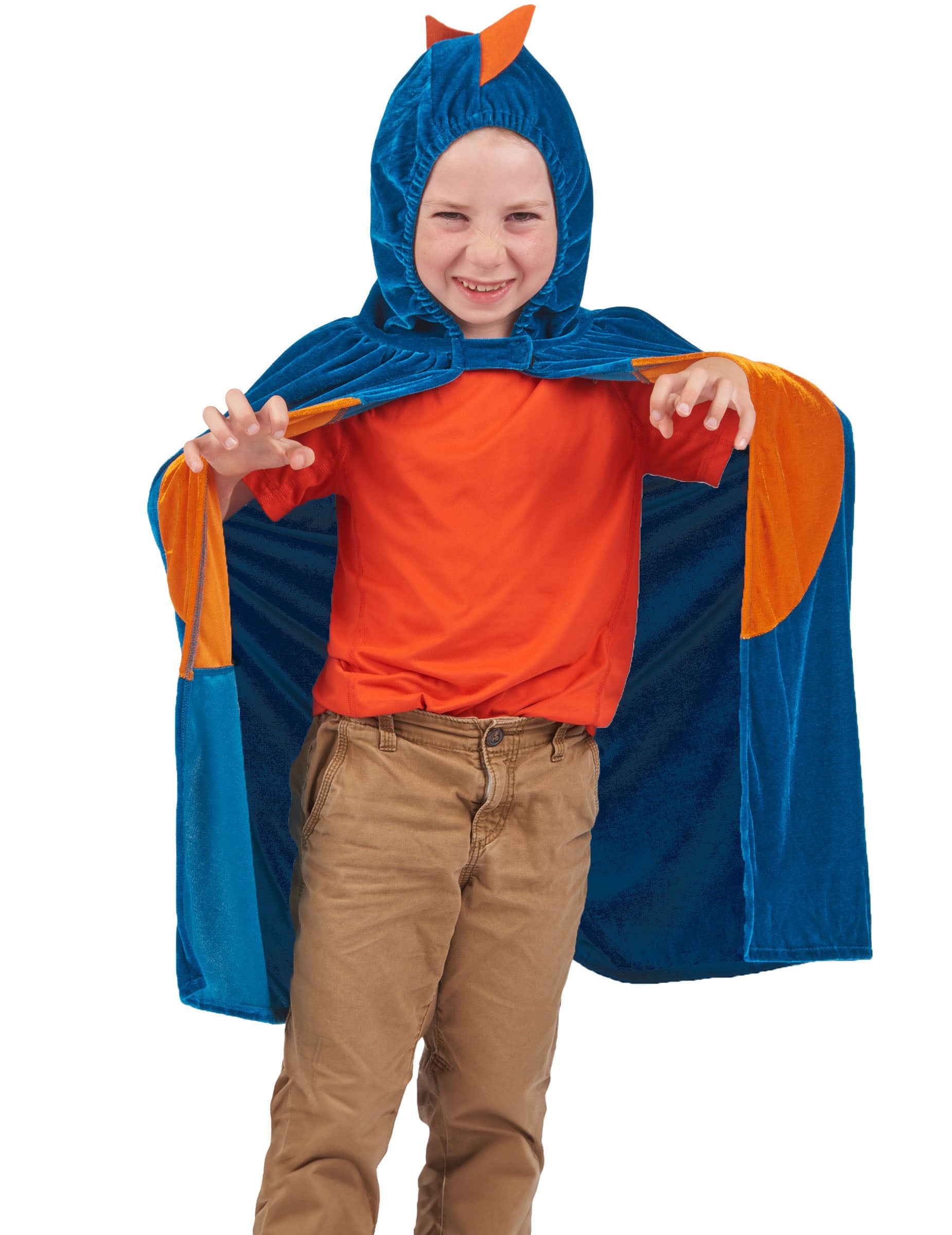 Détail de la capuche à pointes de la cape dinosaure pour enfant
