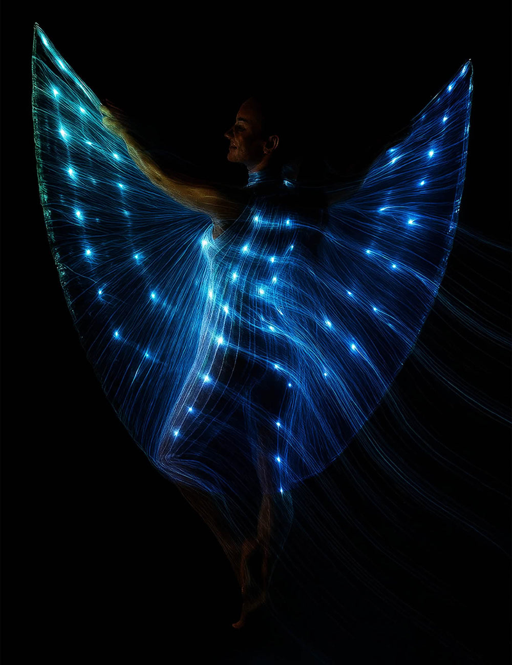 Cape Iris avec tiges et lumière pour femme bleu