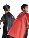 Cape réversible Batman VS Superman pour enfant noire et rouge avec logo et masque