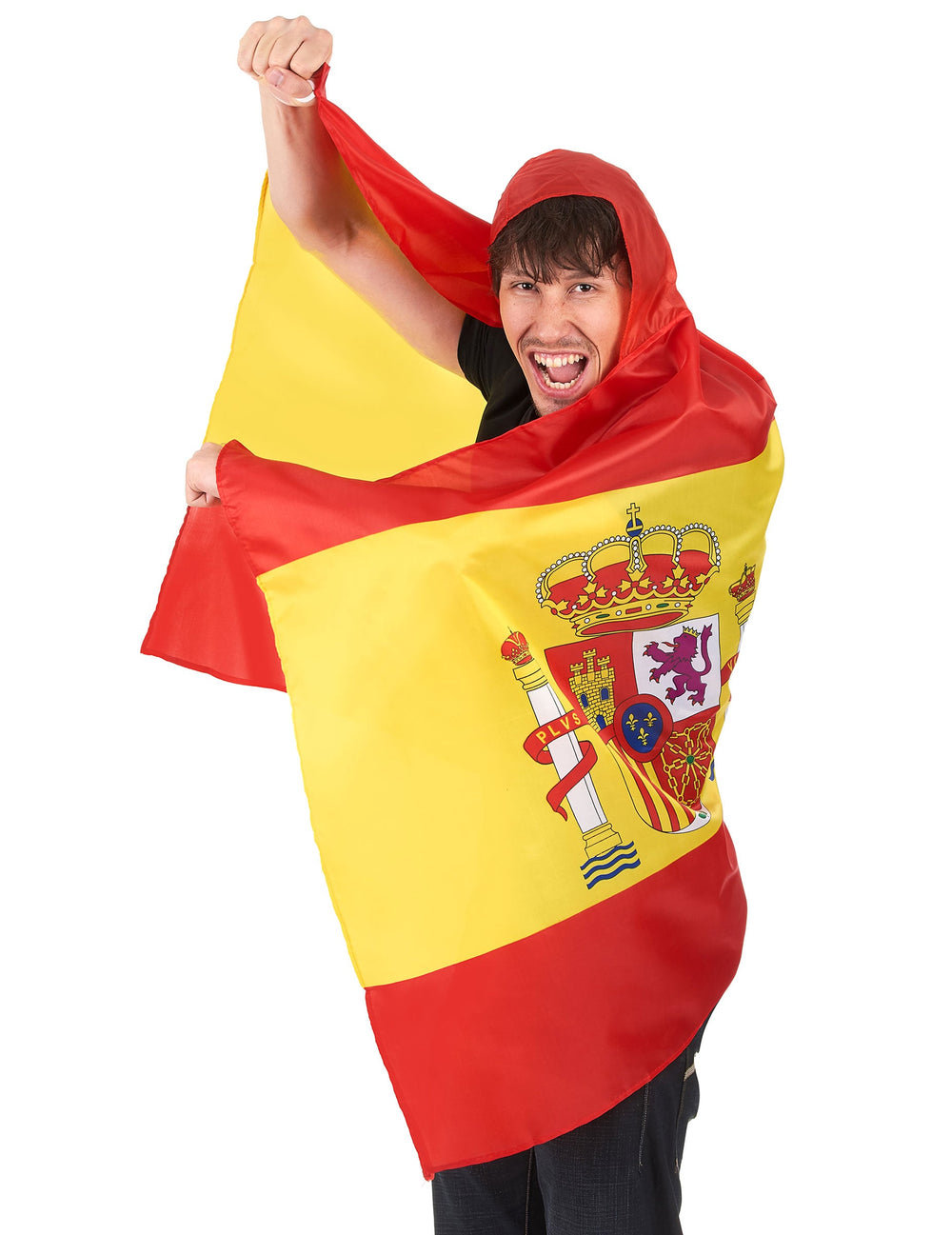 Vue du drapeau déployé de la Cape supporter Espagne
