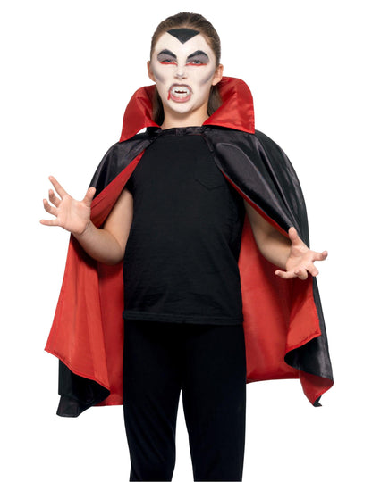 Cape vampire satinée réversible pour enfant noire et rouge