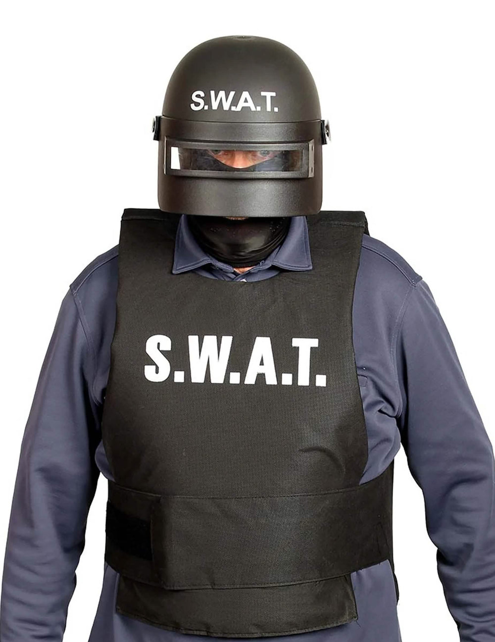 SWAT-mellakkakypärä aikuiset musta visiirillä